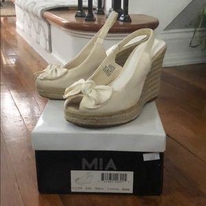 White Canvas Espadrille Wedge